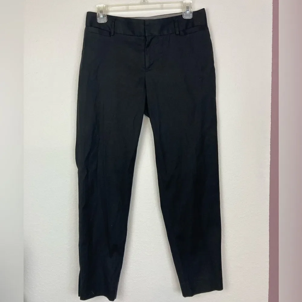 Banana Republic Stretch cotton black textured cropped trousers w/side zippers